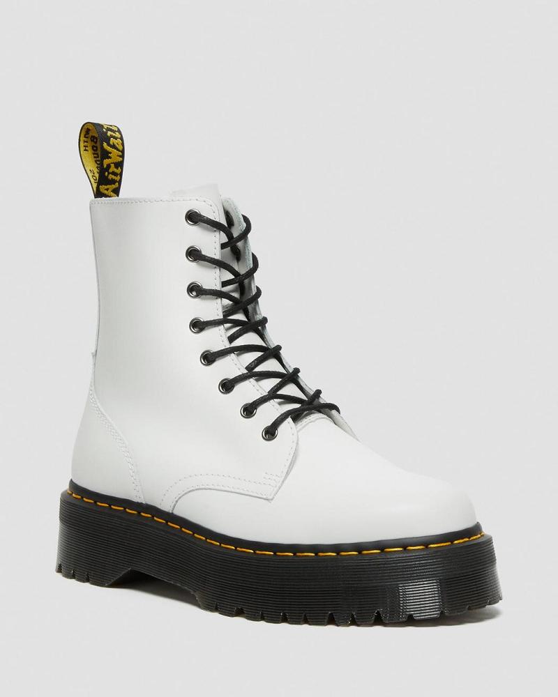 Men\'s Dr Martens Jadon Smooth Leather Platform Boots White | AU 561BEX